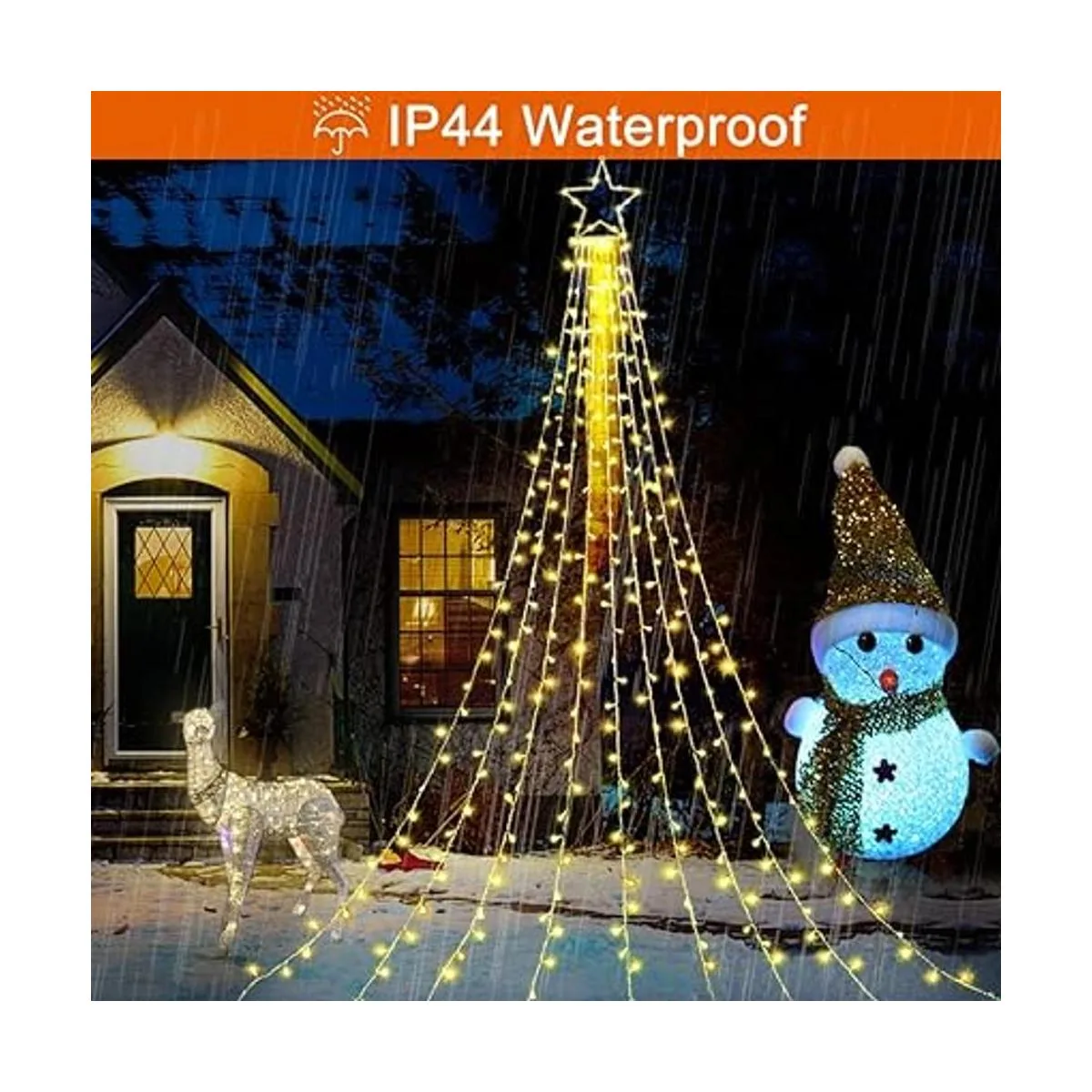 FUNIAO Tira de luces con estrella 320 luces LED cascada