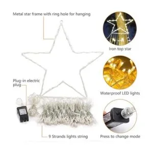 FUNIAO Tira de luces con estrella 320 luces LED cascada