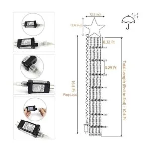 FUNIAO Tira de luces con estrella 320 luces LED cascada