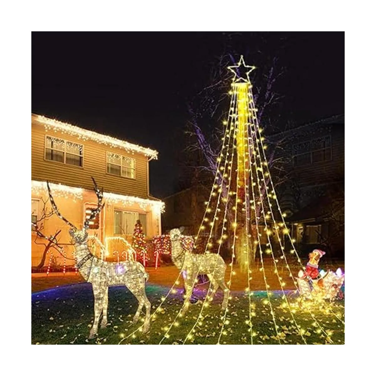 FUNIAO Tira de luces con estrella 320 luces LED cascada