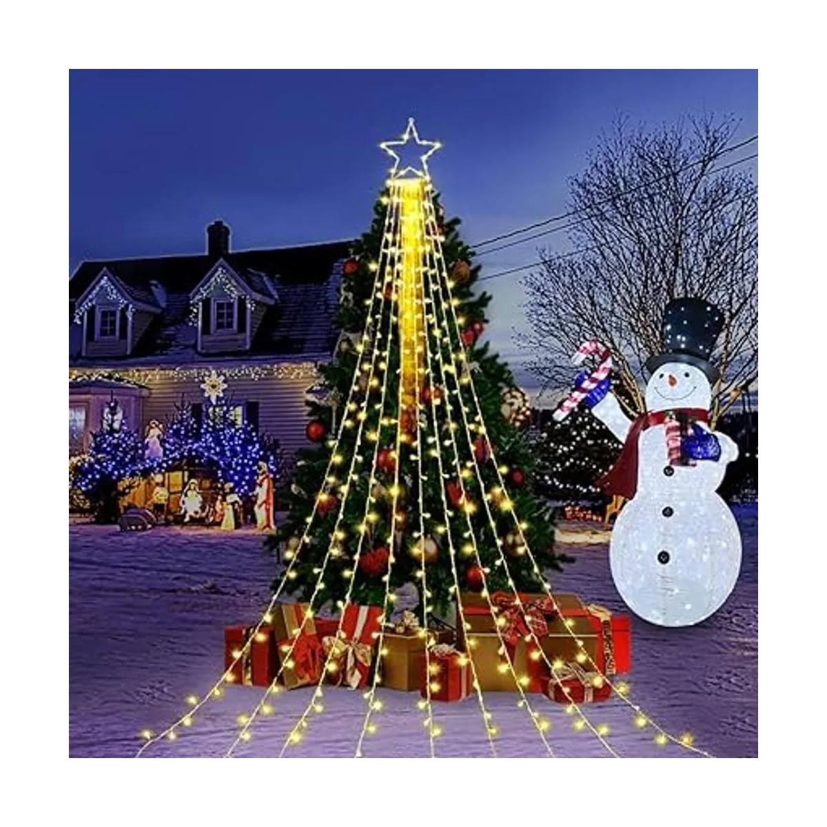 FUNIAO Tira de luces con estrella 320 luces LED cascada