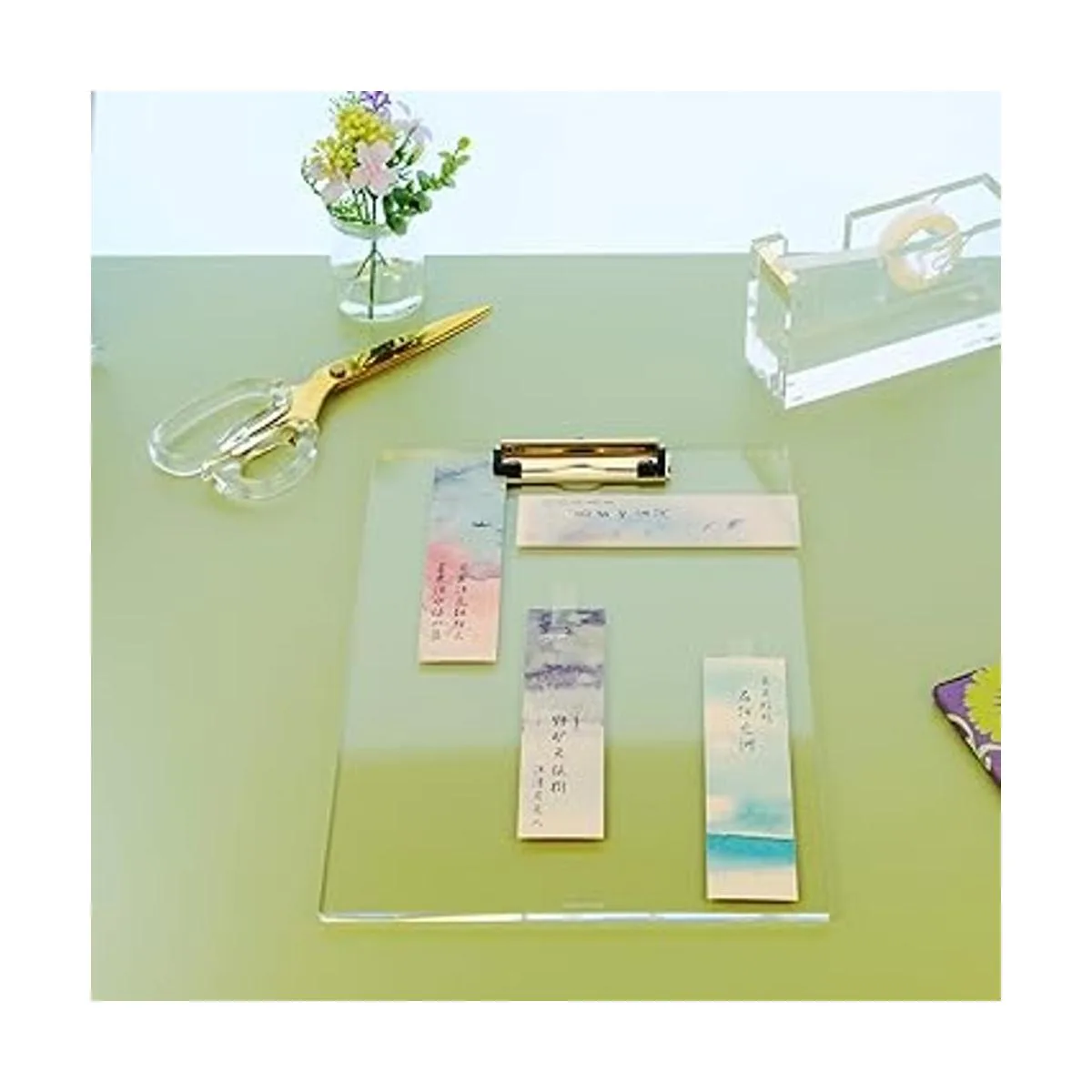Portapapeles de acrílico transparente con clip dorado_4
