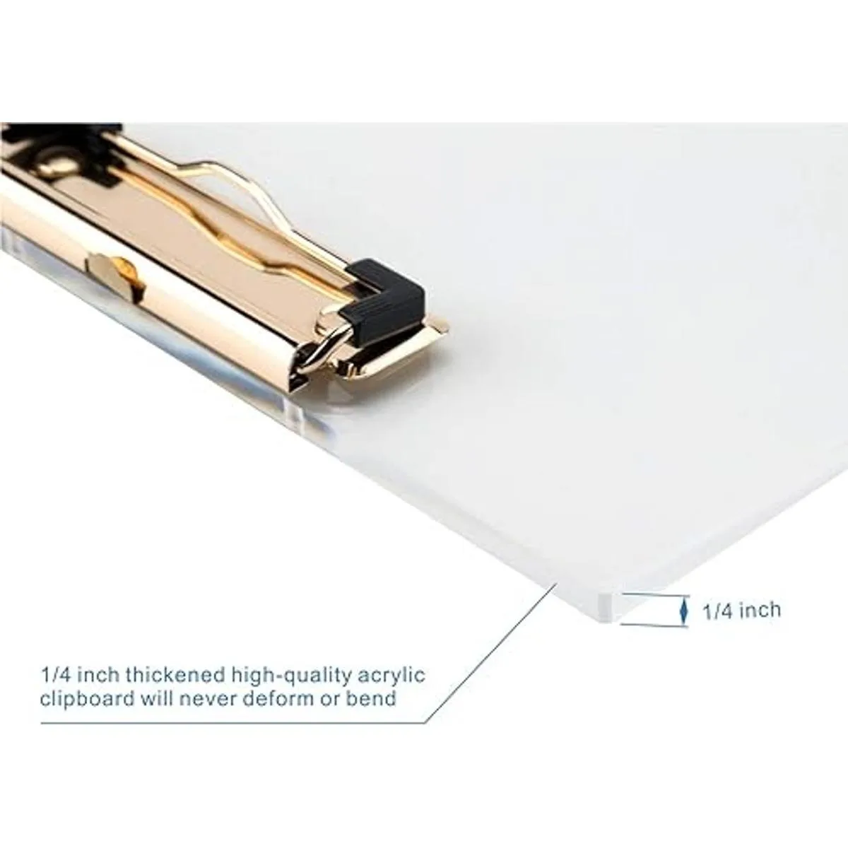 Portapapeles de acrílico transparente con clip dorado_2