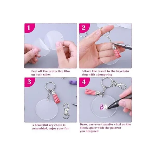 Audab Juego de 150 llaveros transparentes en blanco_5