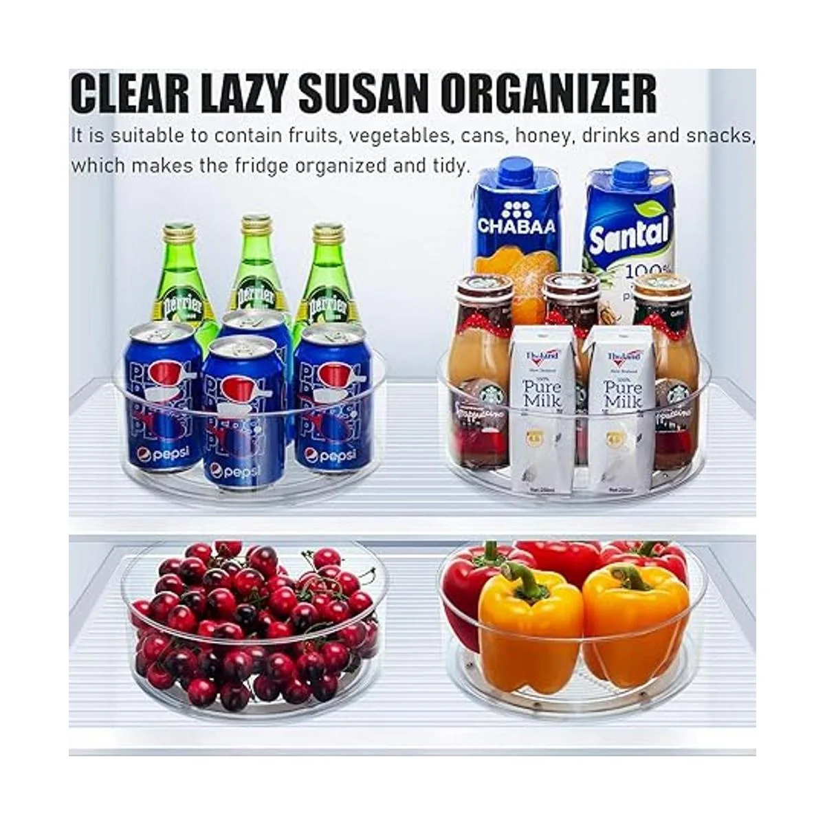 Lazy Susan 2 unidades redondas de plástico transparente