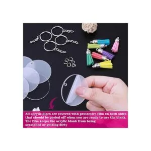 Audab Juego de 150 llaveros transparentes en blanco_4