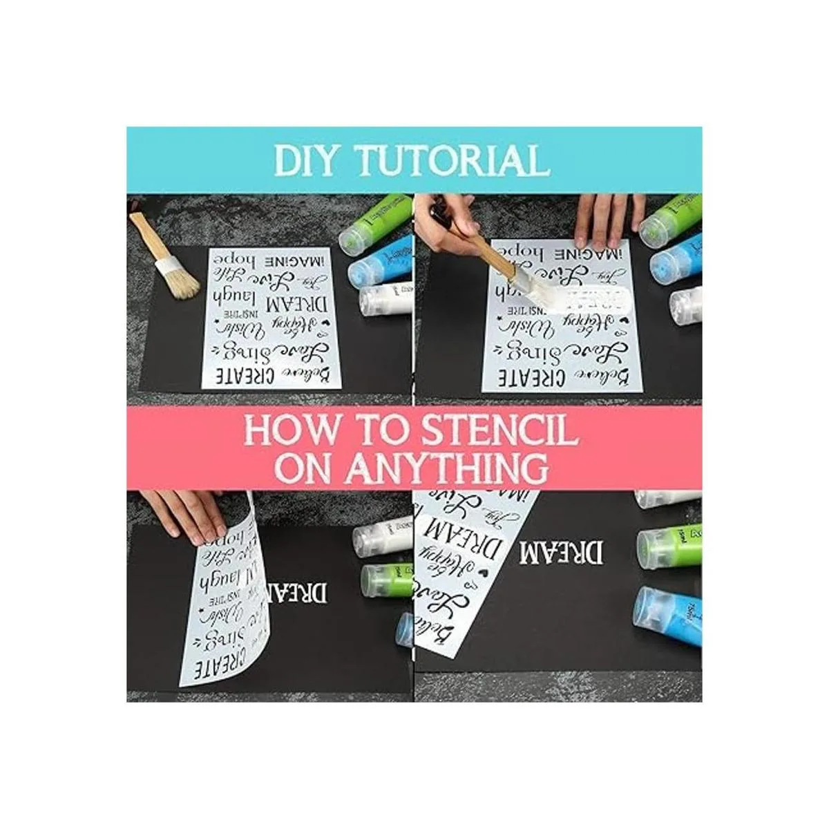 3 plantillas de pintura de plástico plantillas