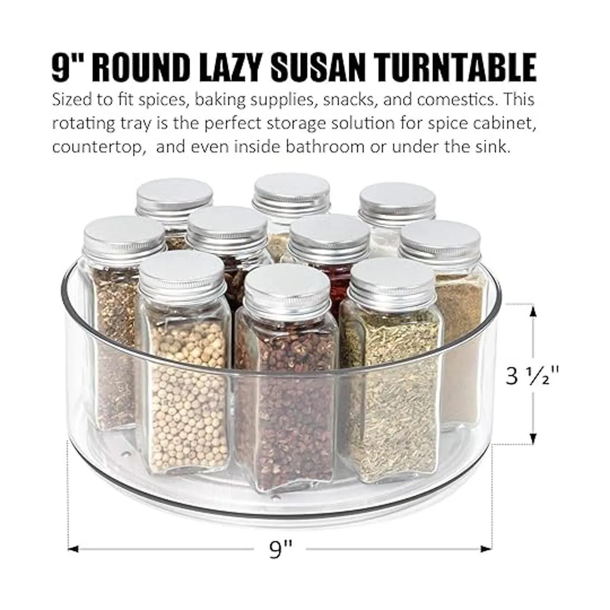 Lazy Susan 2 unidades redondas de plástico transparente