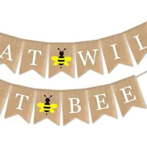 Guirnalda de arpillera con diseño de abeja con texto en_3