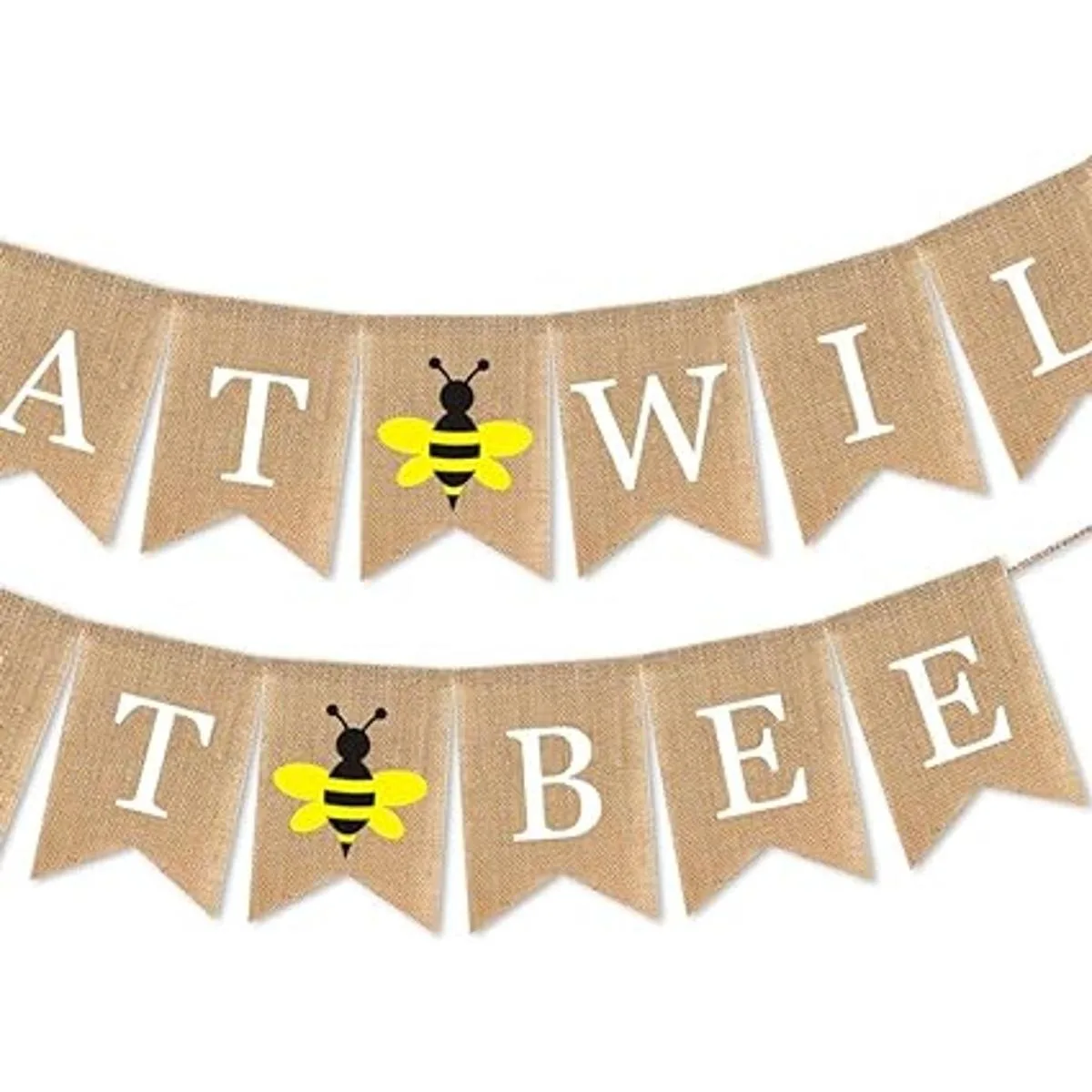 Guirnalda de arpillera con diseño de abeja con texto en_3