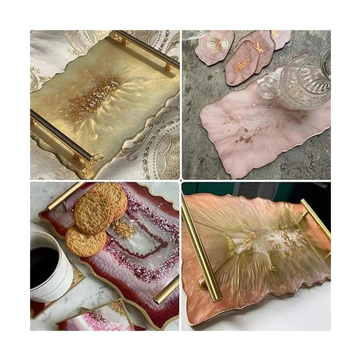 Booshow Molde de bandeja de resina de silicona ágata