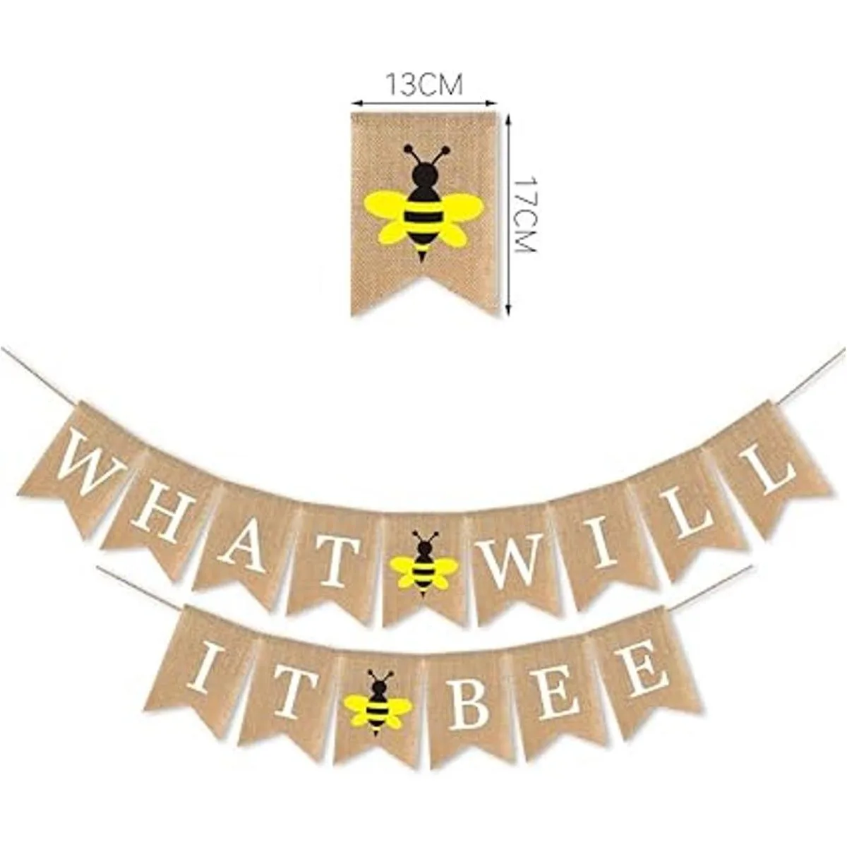 Guirnalda de arpillera con diseño de abeja con texto en_4