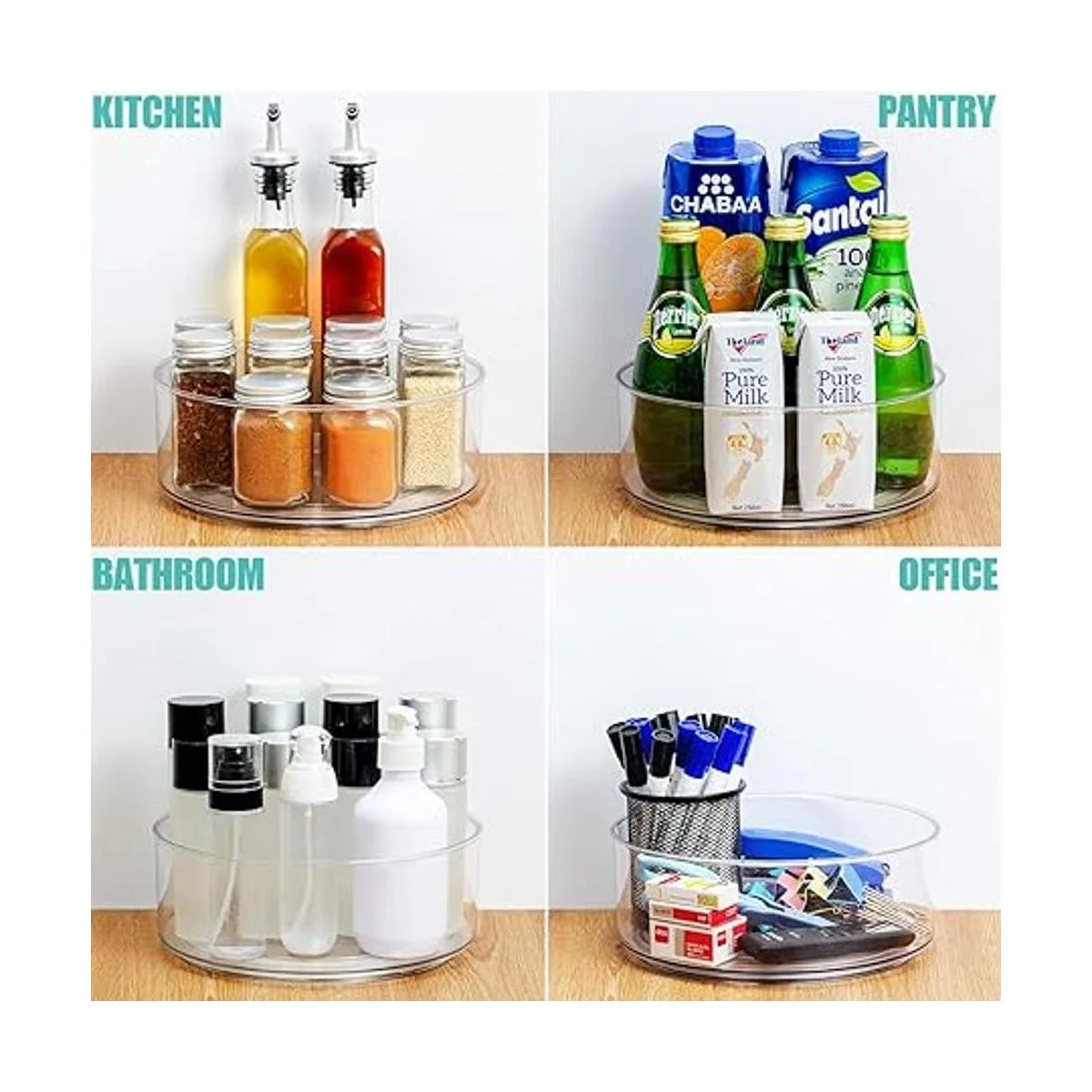 Lazy Susan 2 unidades redondas de plástico transparente