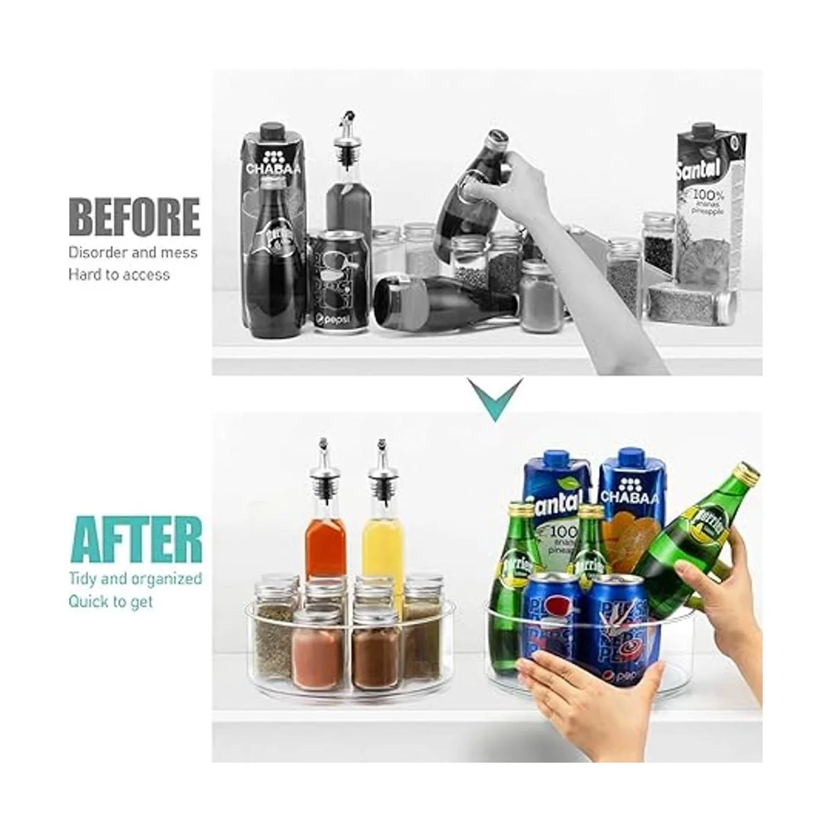 Lazy Susan 2 unidades redondas de plástico transparente