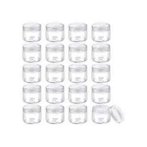 Juego de 20 tarros redondos de plástico con tapa para_1
