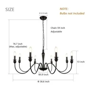 LynPon Lámpara de araña negra para comedor 8 luces de_2