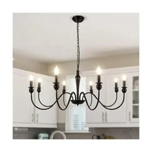 LynPon Lámpara de araña negra para comedor 8 luces de_1