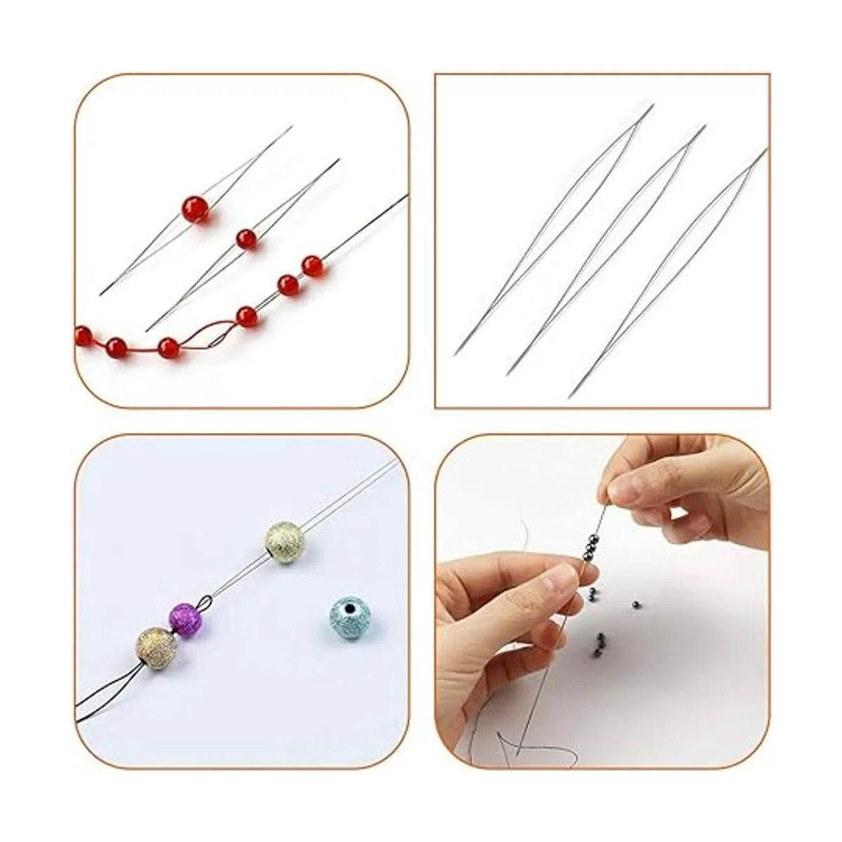 12 agujas de cuentas de semillas agujas de bordado ojo