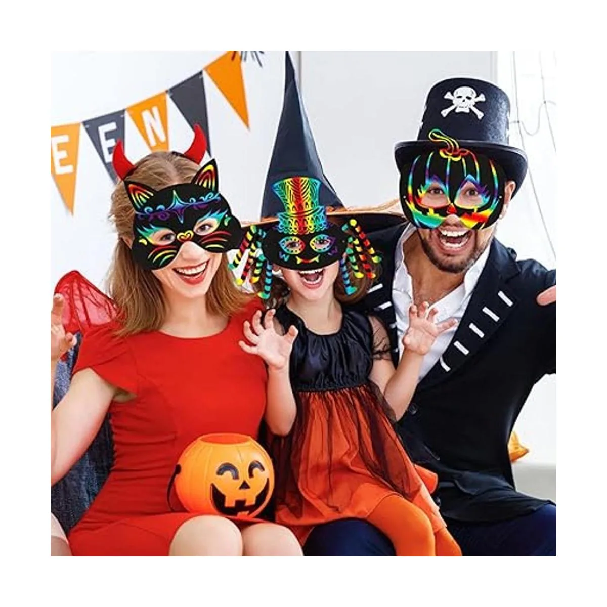 Max Fun 36 máscaras de Halloween para arañazos arco iris_6