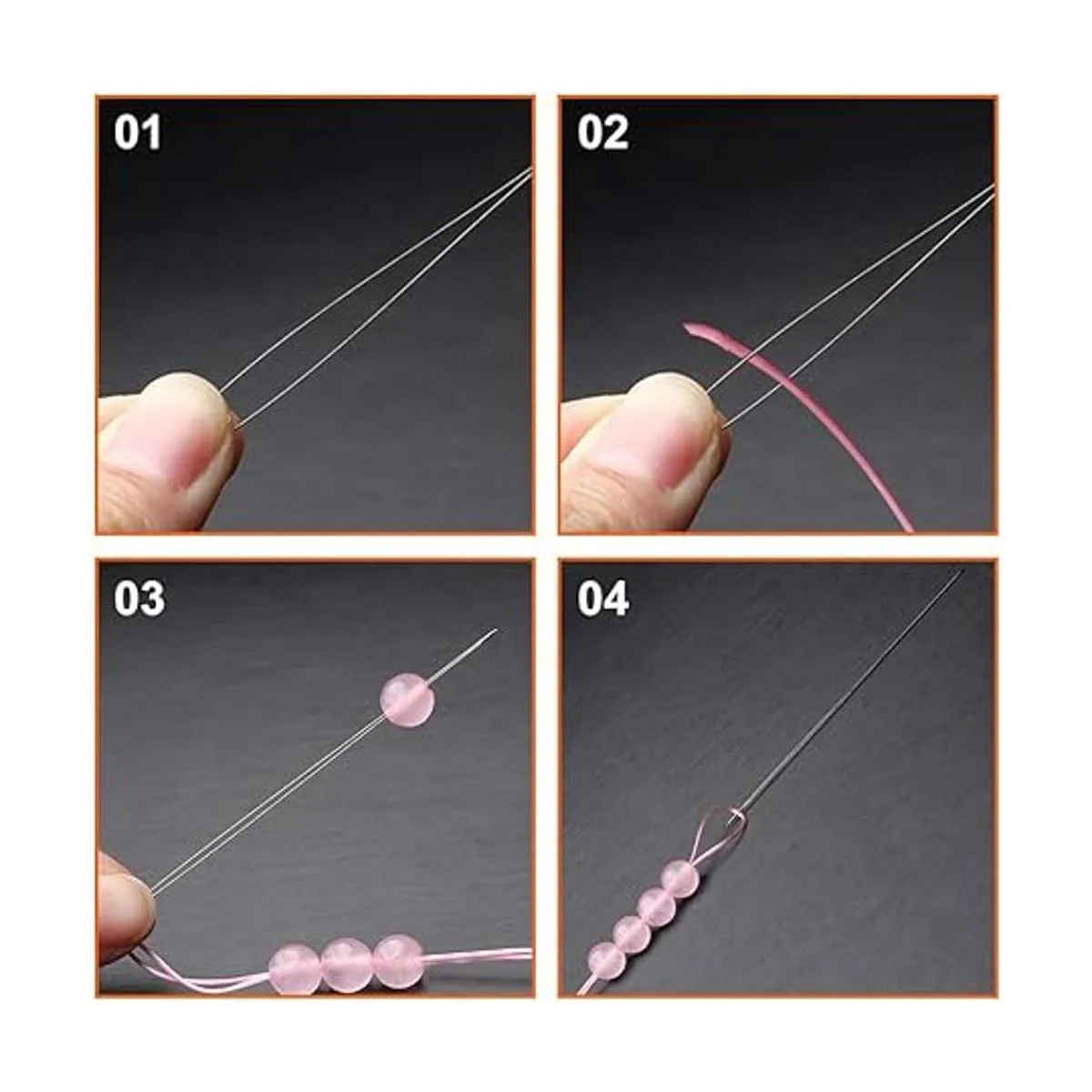 12 agujas de cuentas de semillas agujas de bordado ojo