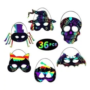Max Fun 36 máscaras de Halloween para arañazos arco iris_2