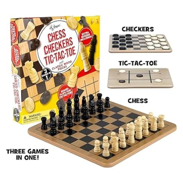 Regal Games Tablero de madera reversible para ajedrez_3