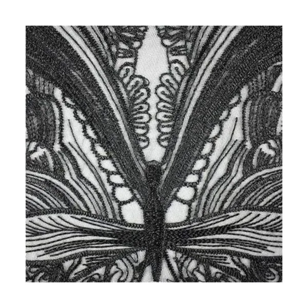 Negro Mariposa Tela Paste Parches Encaje Cuello Bordado_4