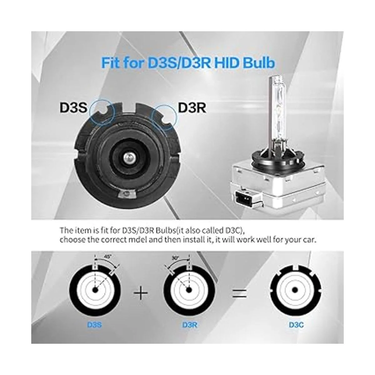 D3SD3R Bombilla de repuesto de xenón HID de 6000 K base
