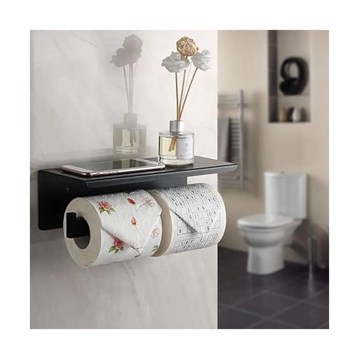 Alise Soporte doble para papel higiénico para rollo de