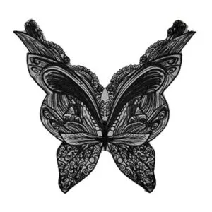 Negro Mariposa Tela Paste Parches Encaje Cuello Bordado_3