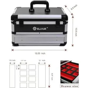 ELIAUK Caja de herramientas portátil de aluminio con
