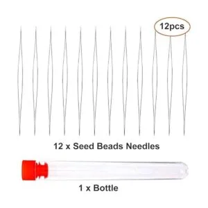 12 agujas de cuentas de semillas agujas de bordado ojo
