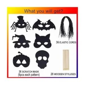 Max Fun 36 máscaras de Halloween para arañazos arco iris_5