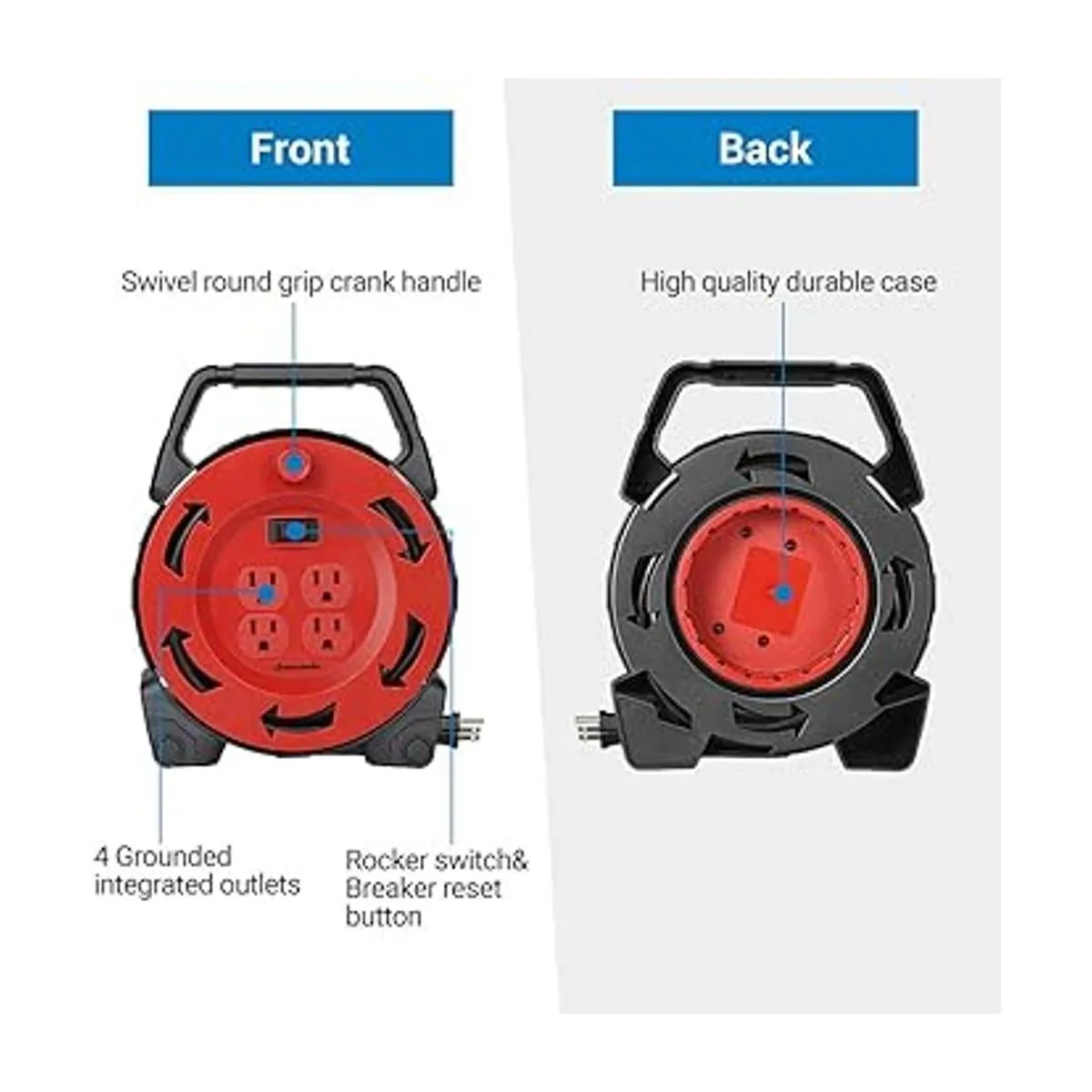 DEWENWILS Carrete de cable de extensión con cable de