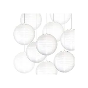 Famolay Faroles de papel blanco 10 piezas de tamaño de 12