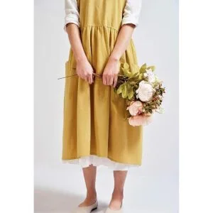 Delantal de lino y algodón con espalda cruzada para mujer_6