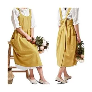 Delantal de lino y algodón con espalda cruzada para mujer_1