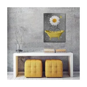 Arte de pared de baño lienzo de margaritas ilustraciones_4