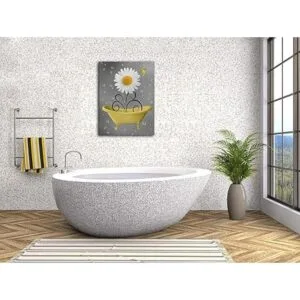 Arte de pared de baño lienzo de margaritas ilustraciones_3