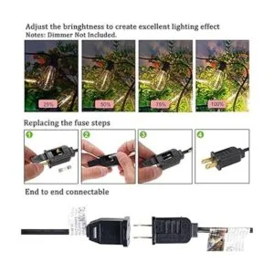 Cadena de luces LED ST40 de 20 pies para exteriores con 22