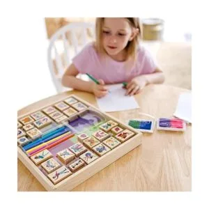 Melissa Doug Juego de sellos de madera de lujo y