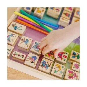 Melissa Doug Juego de sellos de madera de lujo y