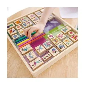 Melissa Doug Juego de sellos de madera de lujo y