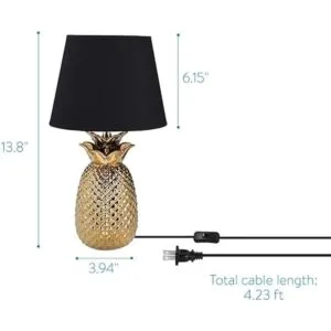 Navaris Lámpara de mesa de piña dorada Mini lámpara de_2