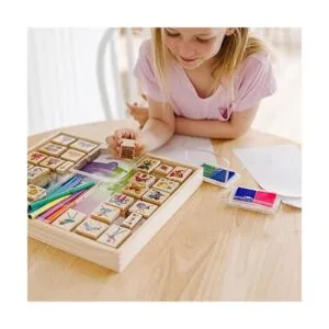 Melissa Doug Juego de sellos de madera de lujo y