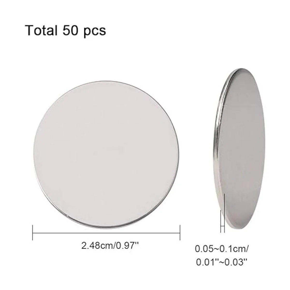 PH PandaHall 50 colgantes planos redondos de acero