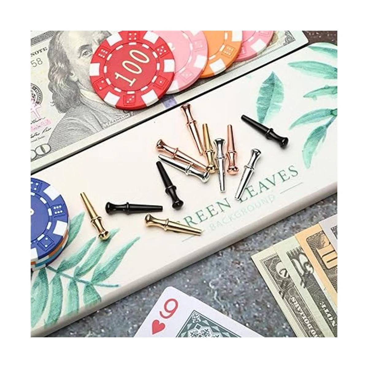 Mudder 12 clavijas de metal para cribbage con diseño_3