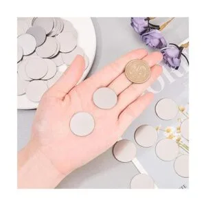 PH PandaHall 50 colgantes planos redondos de acero