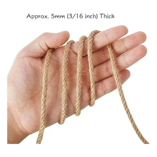 Tenn Well 5mm Jute Rope 100 Feet 4Ply Twisted Heavy Duty_3