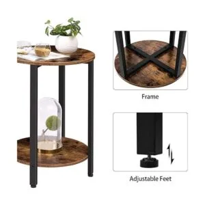 HOOBRO Mesa auxiliar redonda mesa de sofá con estante de_6